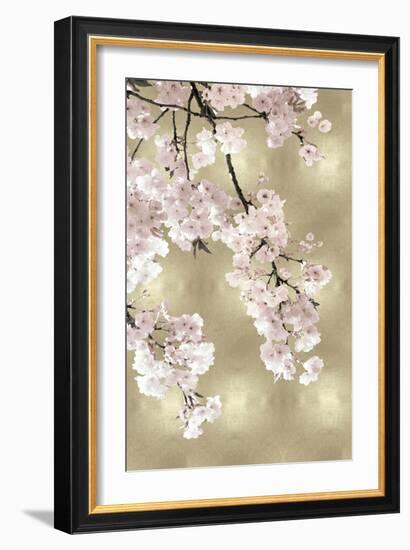 Pink Blossoms on Gold I-Kate Bennett-Framed Art Print