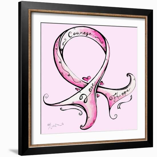 Pink Breast Cancer Ribbon-Megan Aroon Duncanson-Framed Art Print