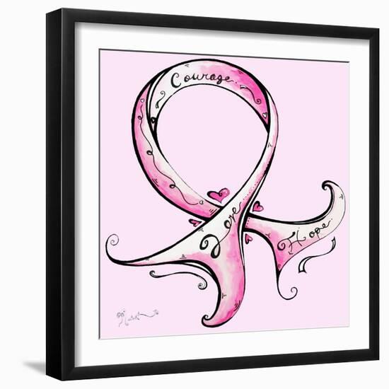 Pink Breast Cancer Ribbon-Megan Aroon Duncanson-Framed Art Print