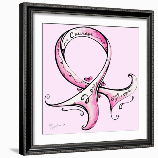 Pink Breast Cancer Ribbon-Megan Aroon Duncanson-Framed Art Print