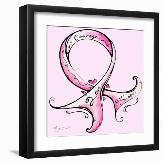 Pink Breast Cancer Ribbon-Megan Aroon Duncanson-Framed Art Print