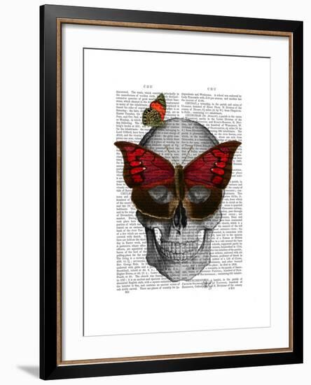 Pink Butterfly Mask Skull-Fab Funky-Framed Art Print