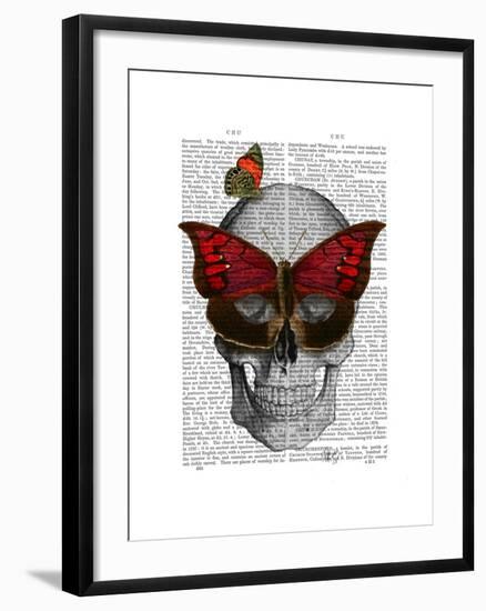 Pink Butterfly Mask Skull-Fab Funky-Framed Art Print