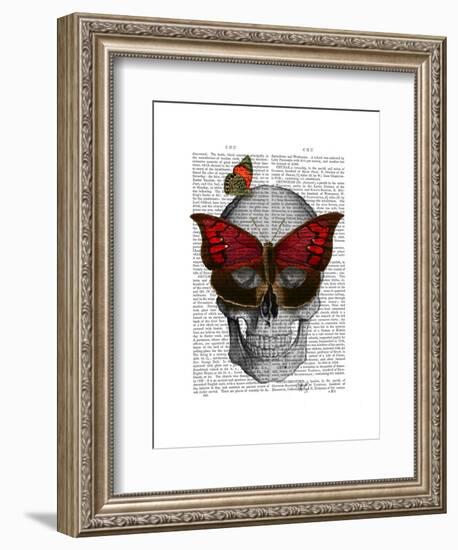 Pink Butterfly Mask Skull-Fab Funky-Framed Art Print