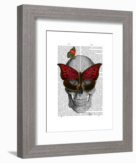 Pink Butterfly Mask Skull-Fab Funky-Framed Art Print