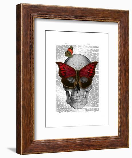 Pink Butterfly Mask Skull-Fab Funky-Framed Art Print