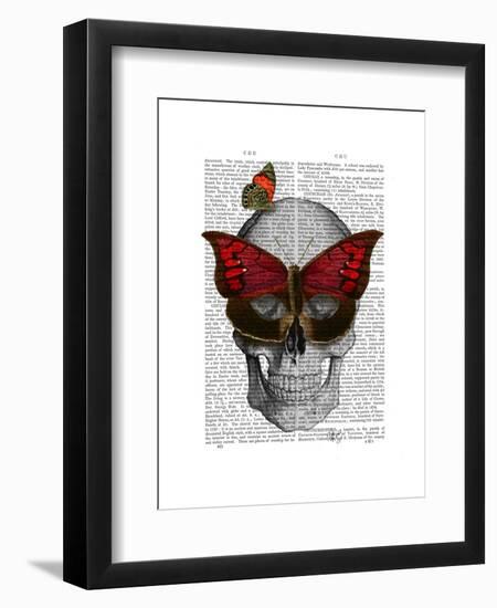 Pink Butterfly Mask Skull-Fab Funky-Framed Art Print