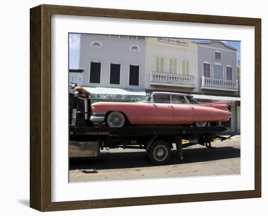 Pink Cadillac Being Transported, Duval Street, Key West, Florida, USA-R H Productions-Framed Photographic Print