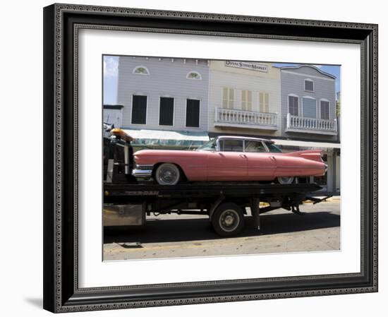 Pink Cadillac Being Transported, Duval Street, Key West, Florida, USA-R H Productions-Framed Photographic Print