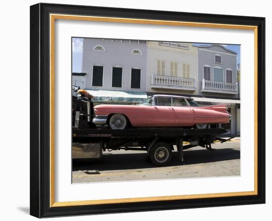 Pink Cadillac Being Transported, Duval Street, Key West, Florida, USA-R H Productions-Framed Photographic Print