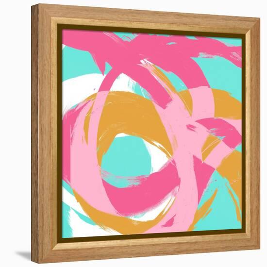 Pink Circular Strokes I-Megan Morris-Framed Stretched Canvas