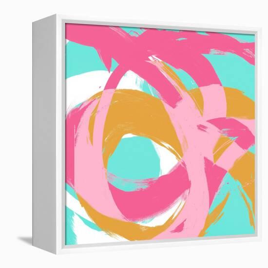 Pink Circular Strokes I-Megan Morris-Framed Stretched Canvas