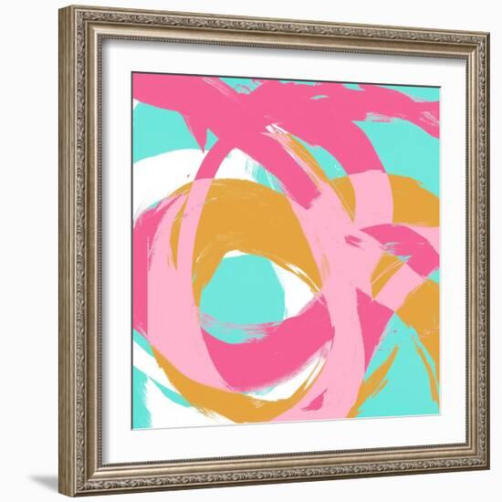 Pink Circular Strokes I-Megan Morris-Framed Art Print