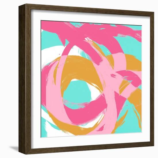 Pink Circular Strokes I-Megan Morris-Framed Art Print