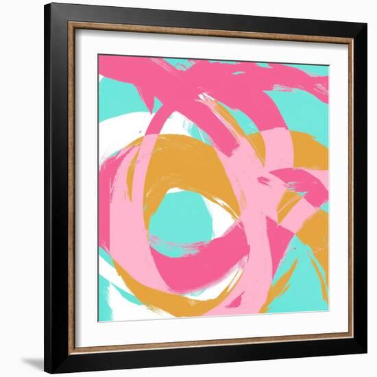 Pink Circular Strokes I-Megan Morris-Framed Art Print