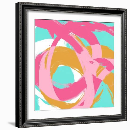 Pink Circular Strokes I-Megan Morris-Framed Art Print