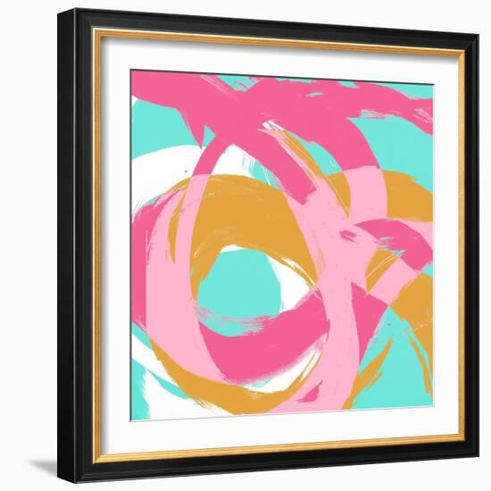 Pink Circular Strokes I-Megan Morris-Framed Art Print