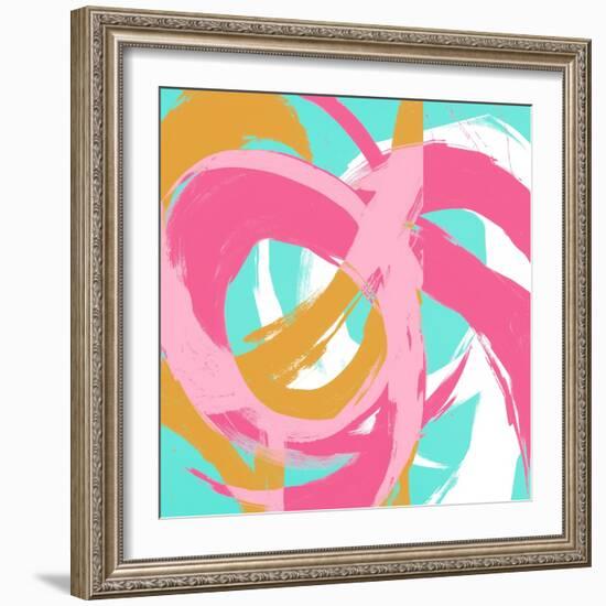 Pink Circular Strokes II-Megan Morris-Framed Art Print