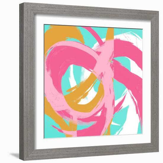 Pink Circular Strokes II-Megan Morris-Framed Art Print