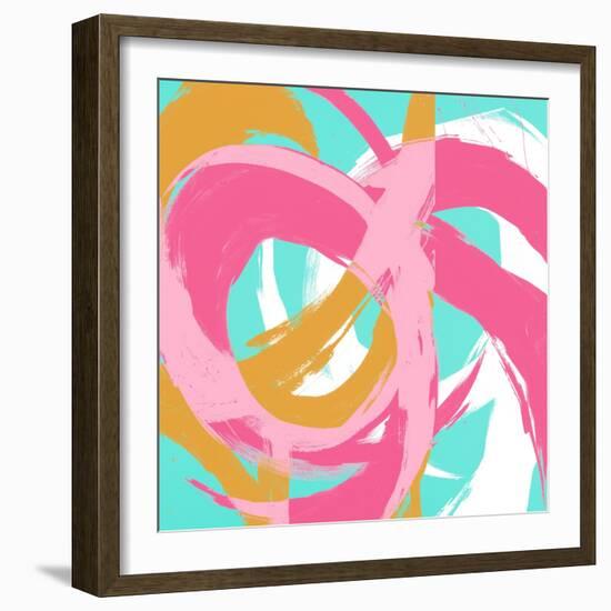 Pink Circular Strokes II-Megan Morris-Framed Art Print