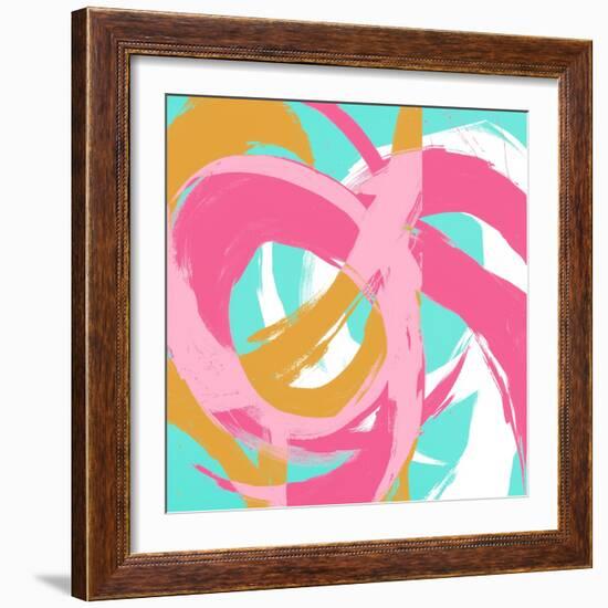 Pink Circular Strokes II-Megan Morris-Framed Art Print