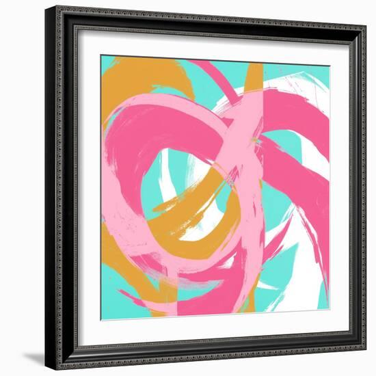 Pink Circular Strokes II-Megan Morris-Framed Art Print