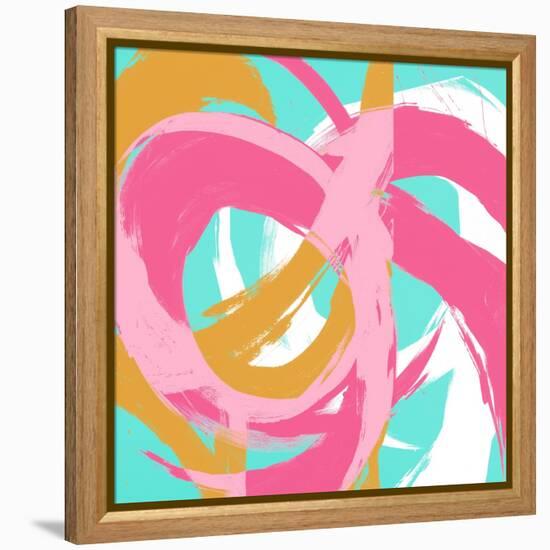 Pink Circular Strokes II-Megan Morris-Framed Stretched Canvas