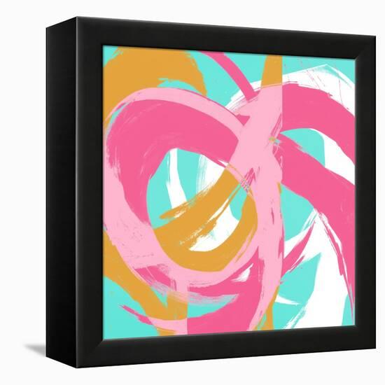 Pink Circular Strokes II-Megan Morris-Framed Stretched Canvas