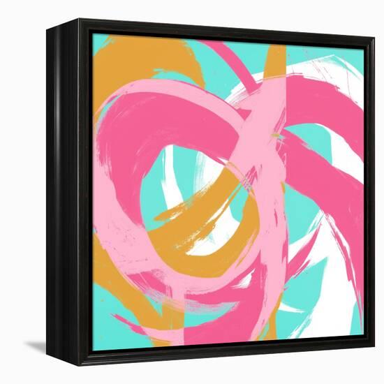 Pink Circular Strokes II-Megan Morris-Framed Stretched Canvas