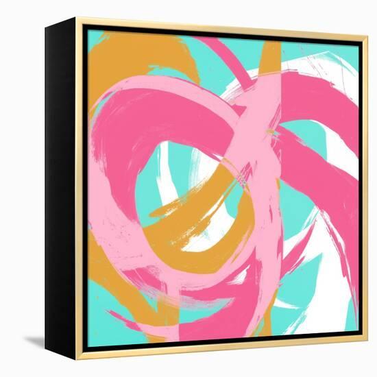 Pink Circular Strokes II-Megan Morris-Framed Stretched Canvas