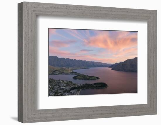 Pink clouds over Lake Wakatipu and the Remarkables, dusk, Queenstown, Queenstown-Lakes district, Ot-Ruth Tomlinson-Framed Photographic Print