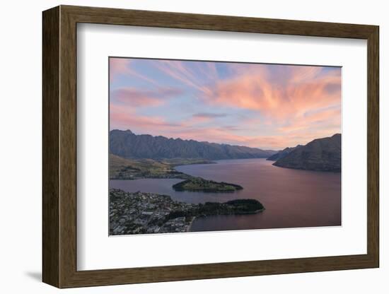 Pink clouds over Lake Wakatipu and the Remarkables, dusk, Queenstown, Queenstown-Lakes district, Ot-Ruth Tomlinson-Framed Photographic Print