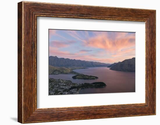 Pink clouds over Lake Wakatipu and the Remarkables, dusk, Queenstown, Queenstown-Lakes district, Ot-Ruth Tomlinson-Framed Photographic Print