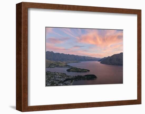 Pink clouds over Lake Wakatipu and the Remarkables, dusk, Queenstown, Queenstown-Lakes district, Ot-Ruth Tomlinson-Framed Photographic Print