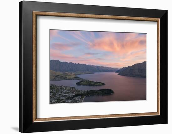 Pink clouds over Lake Wakatipu and the Remarkables, dusk, Queenstown, Queenstown-Lakes district, Ot-Ruth Tomlinson-Framed Photographic Print