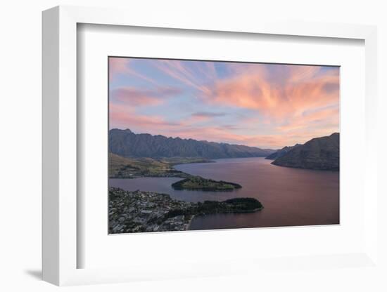 Pink clouds over Lake Wakatipu and the Remarkables, dusk, Queenstown, Queenstown-Lakes district, Ot-Ruth Tomlinson-Framed Photographic Print