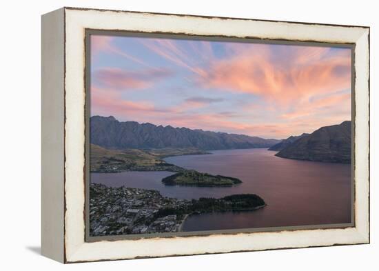 Pink clouds over Lake Wakatipu and the Remarkables, dusk, Queenstown, Queenstown-Lakes district, Ot-Ruth Tomlinson-Framed Premier Image Canvas