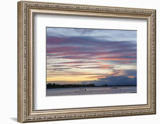 Pink clouds over the Wairau River estuary at dusk, Wairau Bar, near Blenheim, Marlborough, South Is-Ruth Tomlinson-Framed Photographic Print