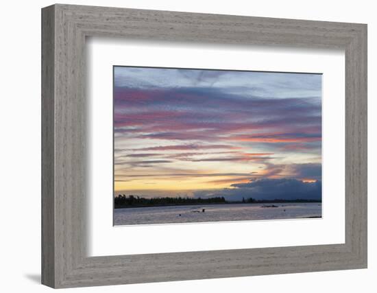 Pink clouds over the Wairau River estuary at dusk, Wairau Bar, near Blenheim, Marlborough, South Is-Ruth Tomlinson-Framed Photographic Print