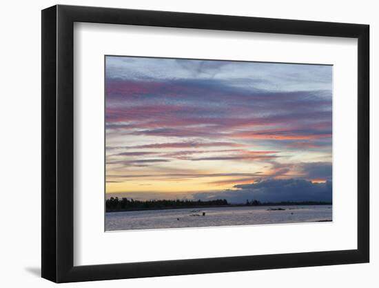 Pink clouds over the Wairau River estuary at dusk, Wairau Bar, near Blenheim, Marlborough, South Is-Ruth Tomlinson-Framed Photographic Print