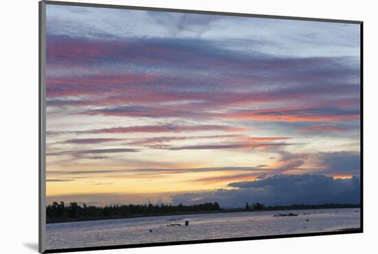 Pink clouds over the Wairau River estuary at dusk, Wairau Bar, near Blenheim, Marlborough, South Is-Ruth Tomlinson-Mounted Photographic Print