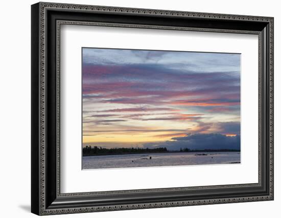 Pink clouds over the Wairau River estuary at dusk, Wairau Bar, near Blenheim, Marlborough, South Is-Ruth Tomlinson-Framed Photographic Print