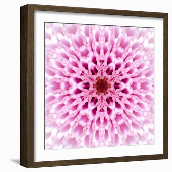 Pink Concentric Flower Center: Mandala Kaleidoscopic Design-tr3gi-Framed Art Print