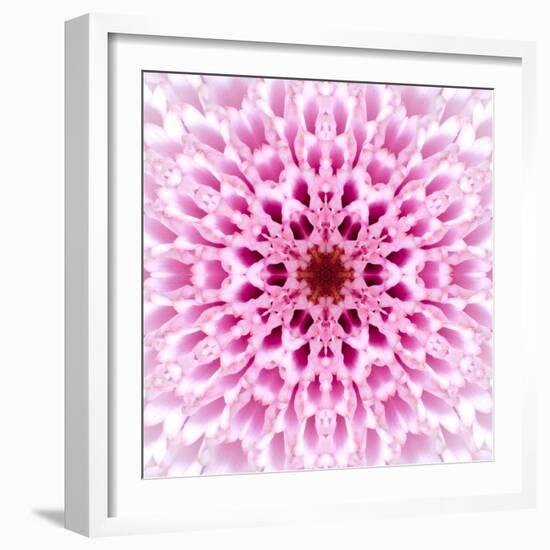 Pink Concentric Flower Center: Mandala Kaleidoscopic Design-tr3gi-Framed Art Print