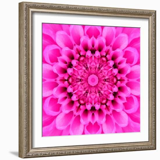 Pink Concentric Flower Center: Mandala Kaleidoscopic Design-tr3gi-Framed Art Print