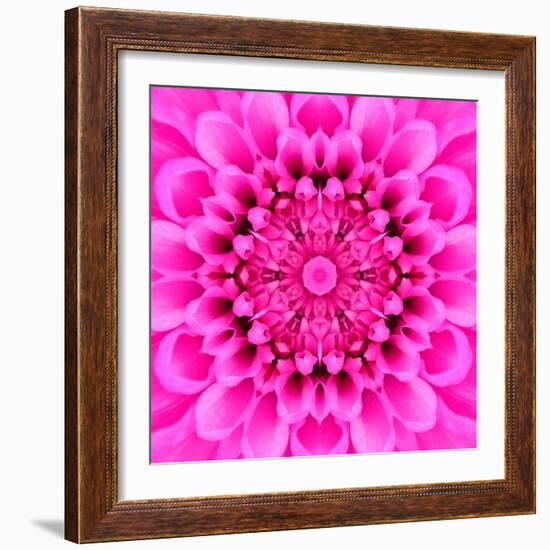 Pink Concentric Flower Center: Mandala Kaleidoscopic Design-tr3gi-Framed Art Print