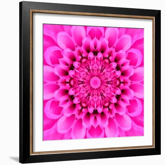 Pink Concentric Flower Center: Mandala Kaleidoscopic Design-tr3gi-Framed Art Print