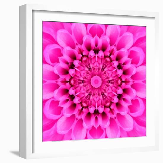 Pink Concentric Flower Center: Mandala Kaleidoscopic Design-tr3gi-Framed Art Print