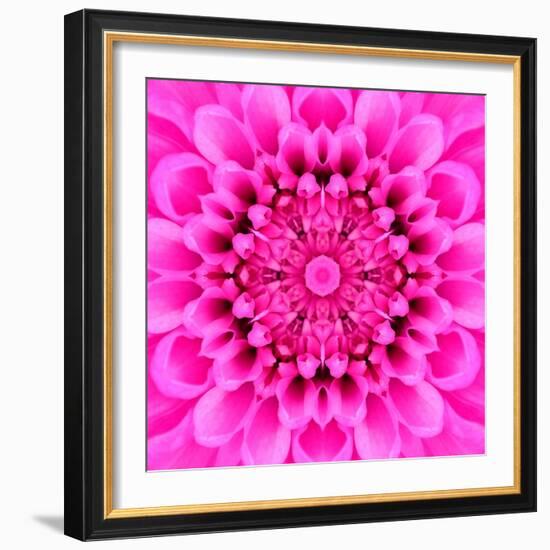 Pink Concentric Flower Center: Mandala Kaleidoscopic Design-tr3gi-Framed Art Print