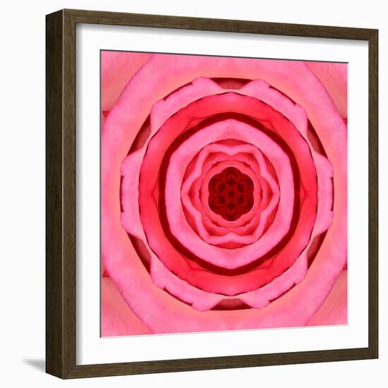 Pink Concentric Flower Center: Mandala Kaleidoscopic Design-tr3gi-Framed Art Print